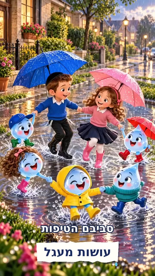 טיפות רוקדות — קליפ מונפש עם ילדים וטיפות בגשם