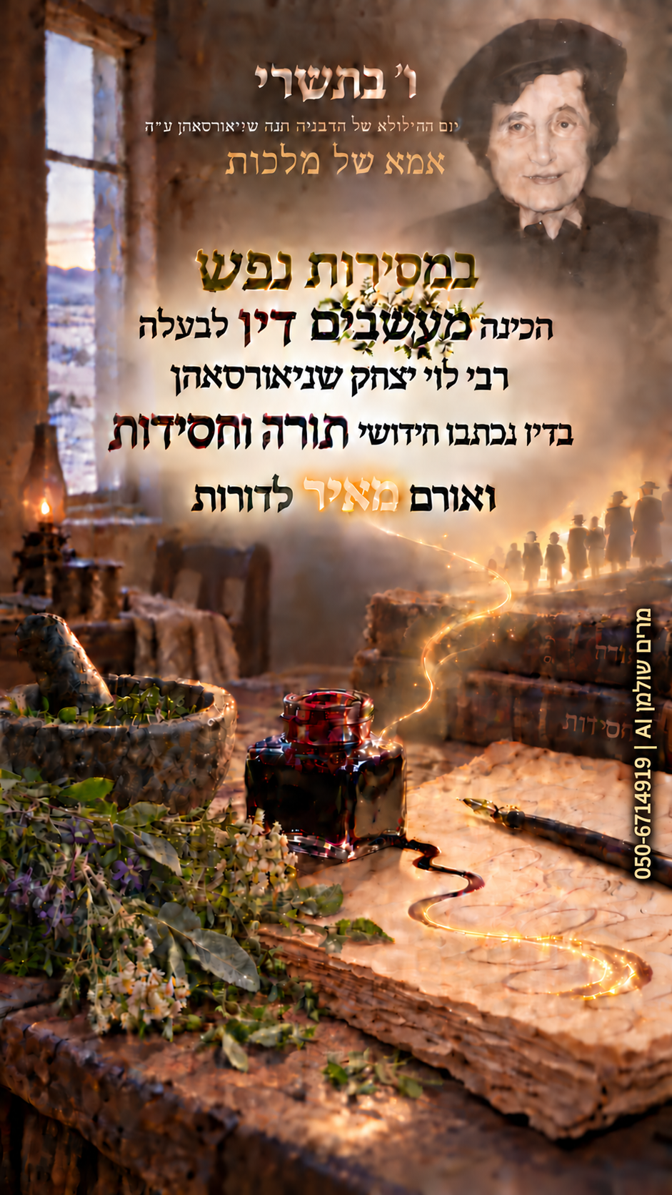 יצירה לזכר הרבנית חנה שניאורסון עליה השלום — אמא של מלכות